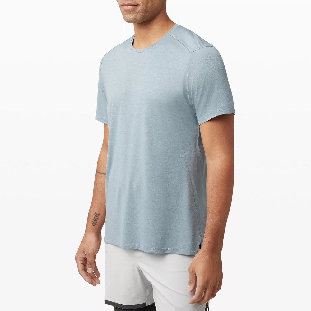 lululemon Heathered Blue Cast Fast and Free Short Sleeve Shirt size XL